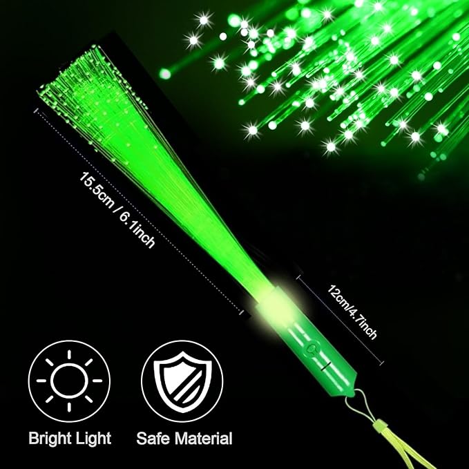 48 PCS Red Green Glow Fiber Wands Sticks LED Light Wands 3 Modes Flashing Fiber Optic Light Rod Bulk Fiber Optic Wands for Clubs Bar Birthday Concert