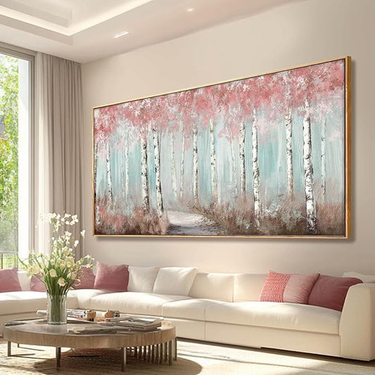 SDYA Forest Canvas Wall Art Pink Poster Printing Plant Wall Decor 36"x70" Decorations for Living Room Decorative Pictures for Office