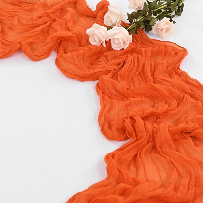 30 Pack Orange Table Runner 10Ft Cheesecloth Table Runner Boho Gauze Cheese Cloth Table Runners Romantic Long Sheer Fabric Burnt Orange Table Runners for Wedding Party Bridal Shower