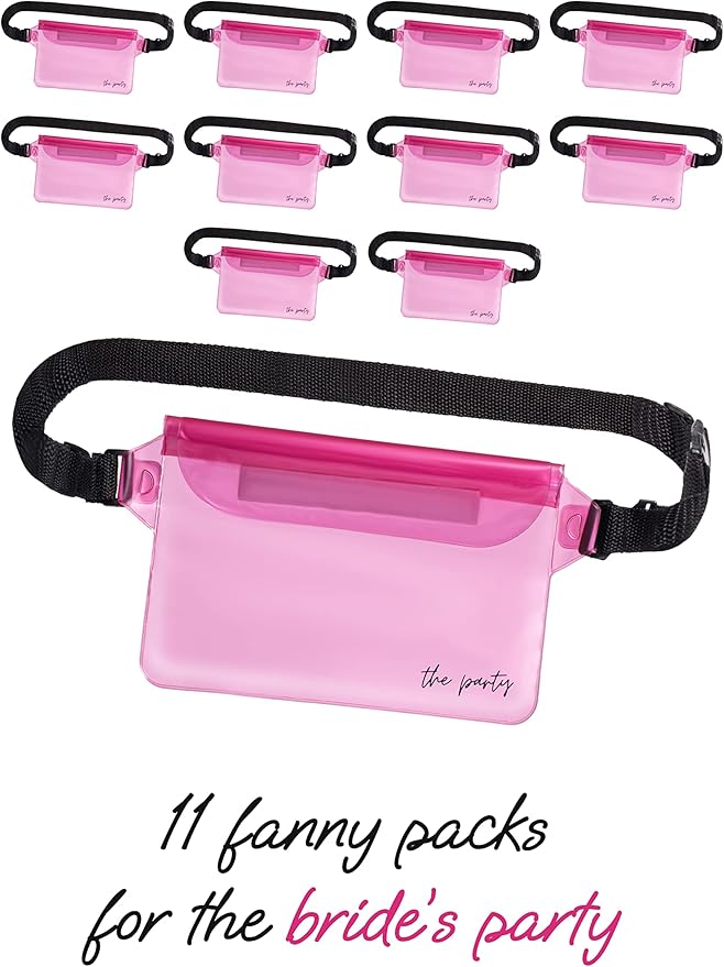 Waterproof Bachelorette Party Fanny Pack Set (12 Pack - Pink) 1 “Wife of the Party” Bride Fanny Pack and 11 “The Party” Bachelorette Fanny Packs | Bachelorette Party Favors I Bachelorette Gifts