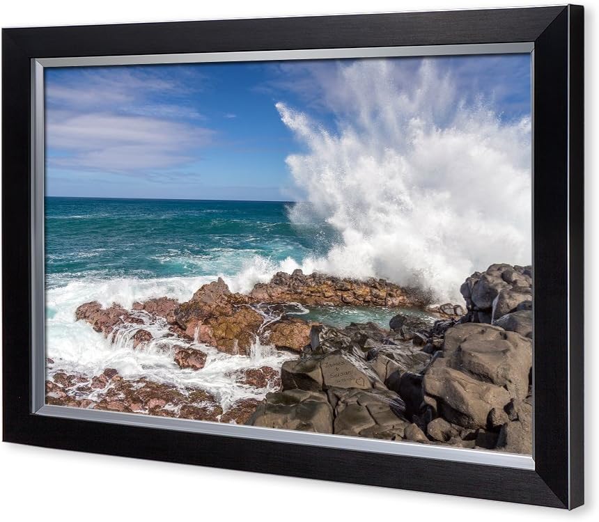 IPIC - Waves Crashing at Queen's Bath, Kauai, Hawaii. Personalized Artwork with Names and Date on, Customized Gift for Anniversary,Wedding,Birthday and Holidays. Framed size: 33x23