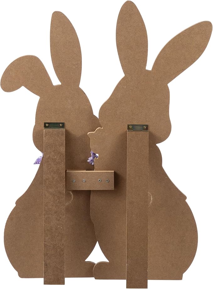 Glitzhome Set of 2 24"H Easter Wooden Bunny Porch Decor,Vertical Welcome Sign for Front Door Outdoor Spring Easter Party Decor