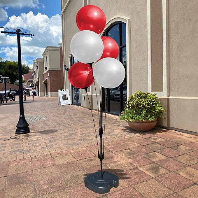Reusable Outdoor Balloon Clusters - Helium Free, All-Weather, Durable, Plastic Balloons for Advertising, Real Estate, Grand Openings & Events (Red and White)