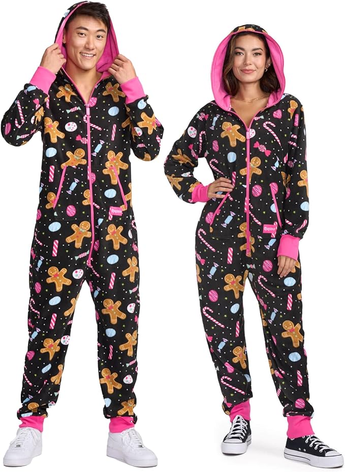 Tipsy Elves Christmas Onesies for Adults - Comfy Unisex Matching Holiday Jumpsuits with Convenient Pockets