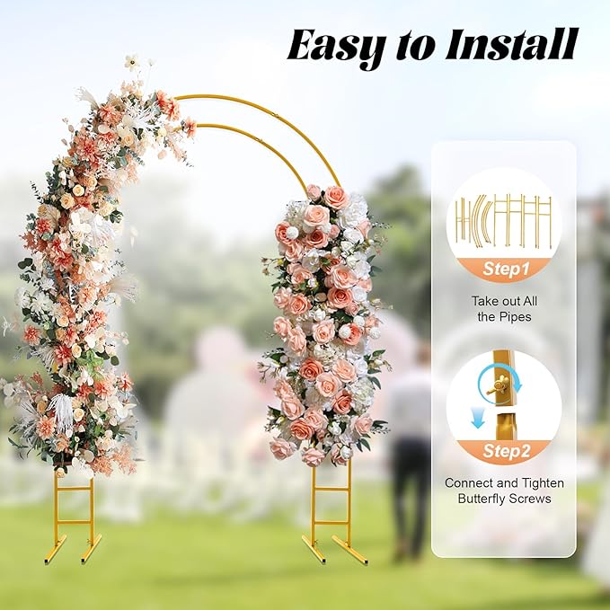 7.2FT Metal Wedding Arch with Base,Balloon Arch Backdrop Stand Garden Arbor Trellis Flower Plant Stand,Large Wedding Arch for Ceremony,Outdoor Garden Trellis for Climbing Plant