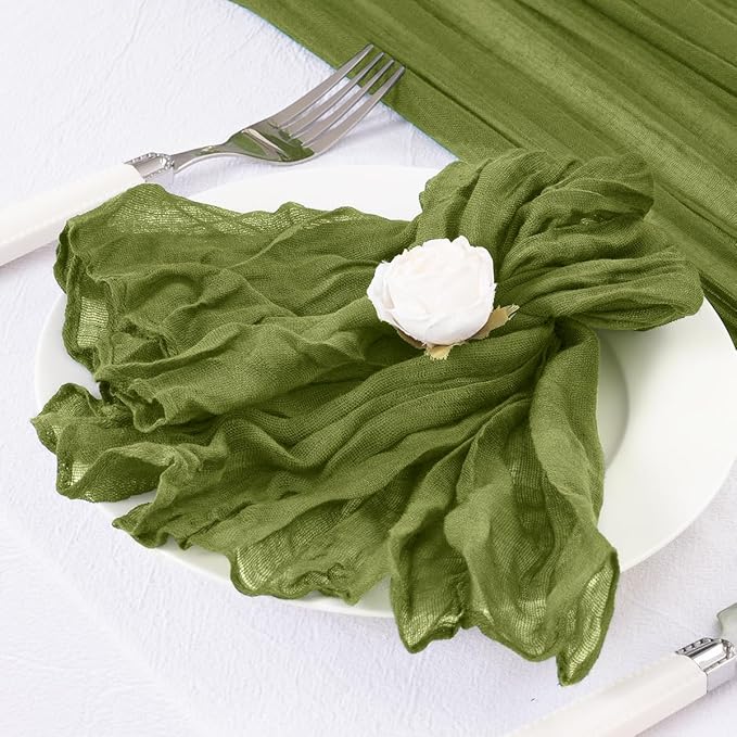 50 Pack Olive Green Cheesecloth Napkins Spring Cloth Napkins Set of 50 Olive Dinner Napkins Bulk 21x21 Inches for Wedding Bridal Shower Baby Shower Valentine's Day