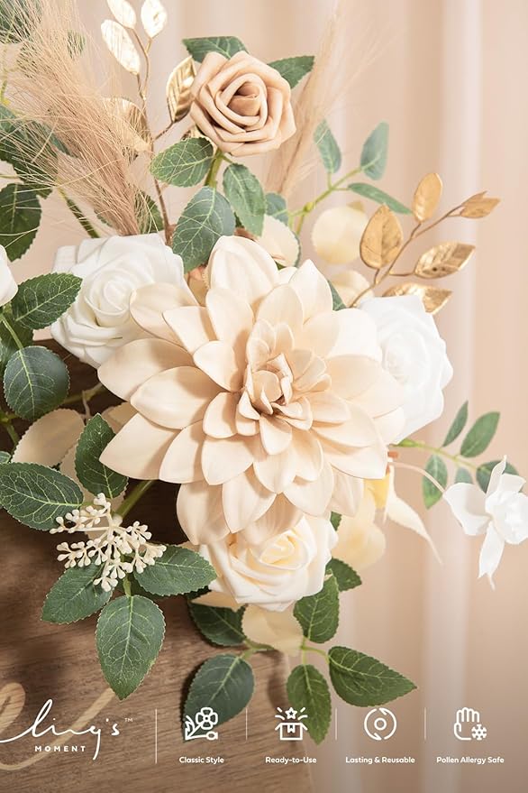 Ling's moment 2pcs Fall Wedding Artificial Floral Swags Welcome Sign Flowers Backdrop Garlands Brown for Ceremony Reception Door Wall Home Decorations Entryway Outdoor Board Table Decor