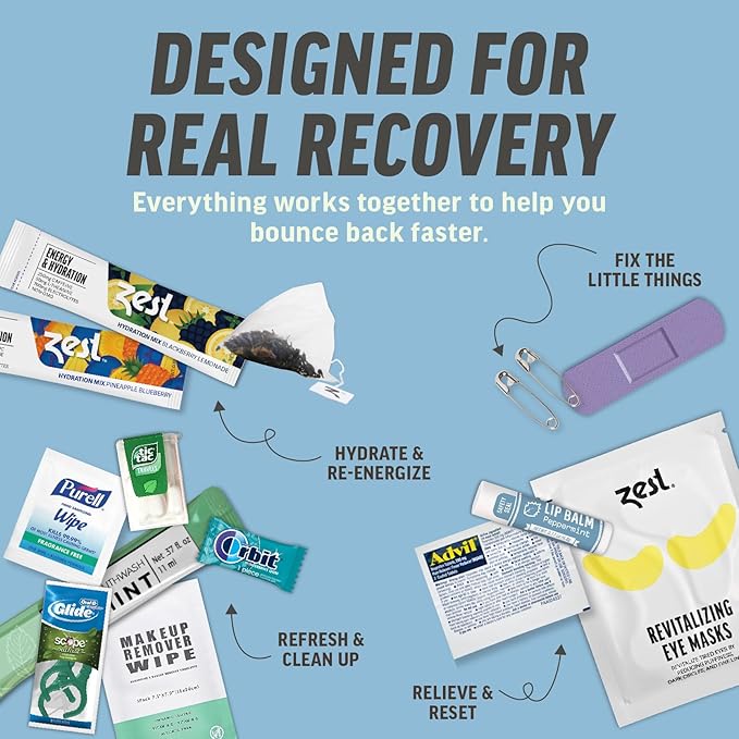 Hangover Kit Deluxe XL – 17pc Pre-Filled Premium Bags with Recovery Essentials – Girls Weekend Gifts, Bachelorette Party Favors, Wedding Celebration Must-Haves, 21st Birthday Ideas (5-Pack)
