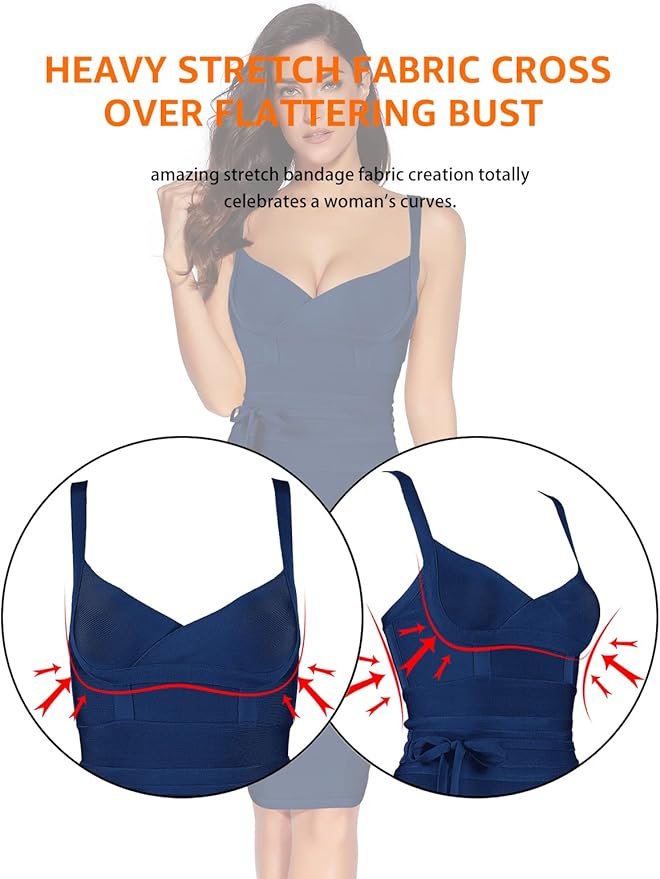 meilun Womens Rayon Belt Detail Bandage Bodycon Party Dress