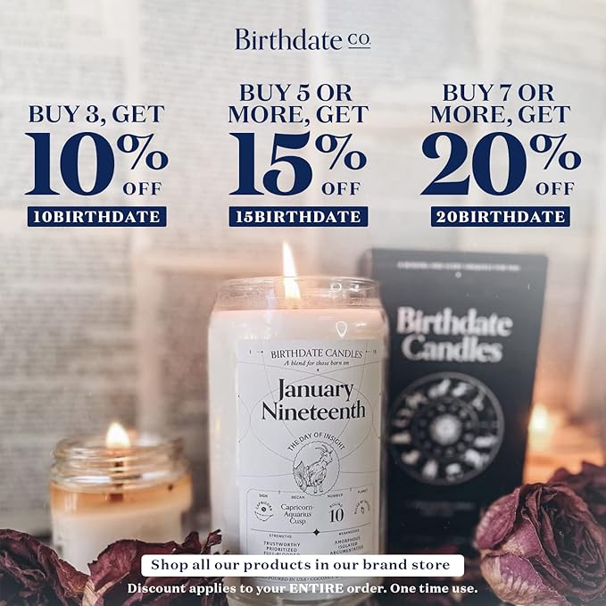 Birthdate Candles, April 18 - Aries Zodiac Scented Candles Birthday Gift - Mint, Geranium & Cedarwood Scent - All-Natural Soy & Coconut Wax, 60-80 Hour Burn Time - Made in USA