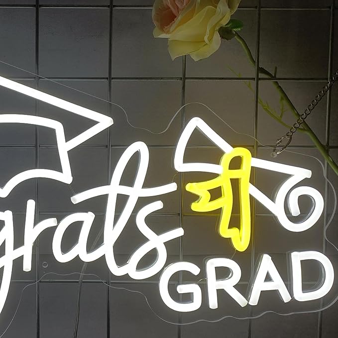 Congrats Grad Neon Sign Congrats Neon Lights Signs for Wall Decor with Dimmable Backdrop LED Light Up Signs for Party, Photos, Class of 2026 Celebrations, Graduation Gift