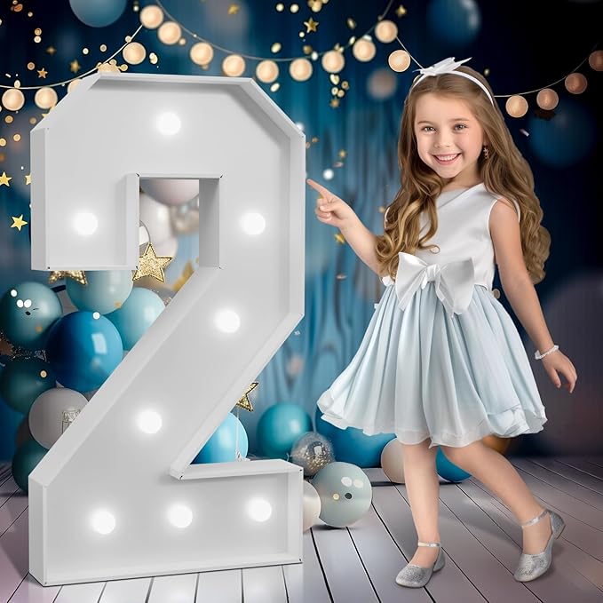 Marquee Numbers 3 feet tall,Cool White Light Up Numbers 2, Large Numbers for 21th 20th Birthday Party Decorations, Big 2024 Numbers for Anniversary Decor（DIY Kits）