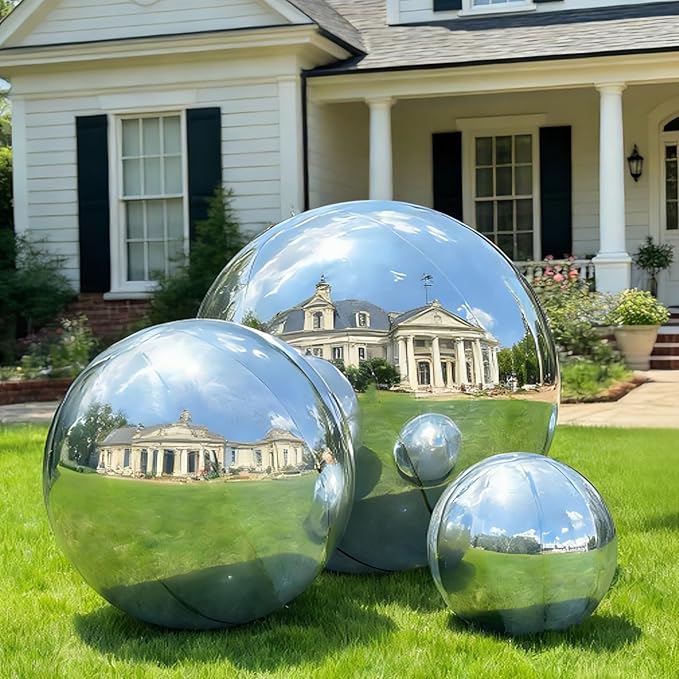 3 Pcs Silver Inflatable Mirror Ball, Big Shinny Mirror Balls Reusable Large PVC Disco Ball Balloon for Large Event Decoration, Party, Concerts, Stage, Wedding Decor, Without Air Pump