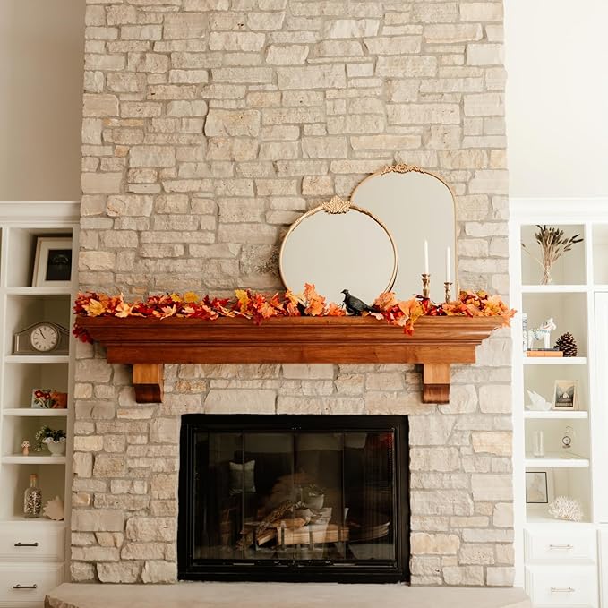 CQURE 14 Pack Fall Leaf Garland, Total 82.6Ft Artificial Fall Vines Autumn Garland Fall Maple Leaves Thanksgiving Decor for Home Wedding Fireplace Party