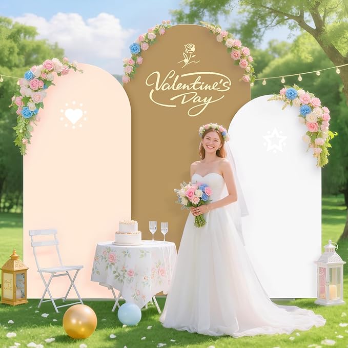 Spandex Arch Backdrop Cover Brown Arch Cover Set of 3 (7.2FT, 6.6FT, 6FT) Wedding Arches Frame Covers Stretchy Backdrop Fabric Chiara Arched Covers for Baby Shower Gender Reveal Birthday Party Decor