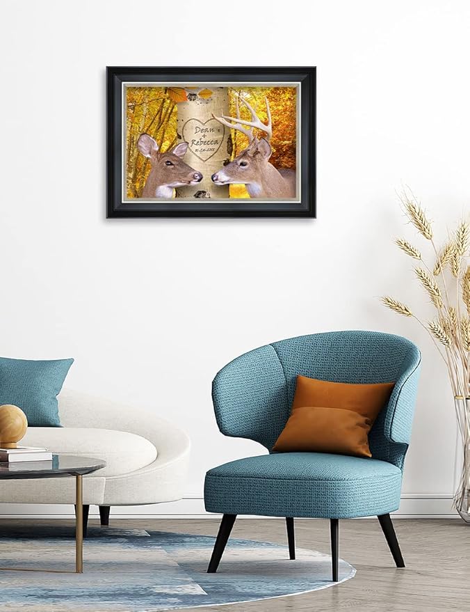 IPIC - Oh My Dear, Personalized Framed Wall Art with Names and Date on, Giclee Prints with Solid Wood Frame, Customized Gift and Memorial Gifts for Wedding Anniversary.