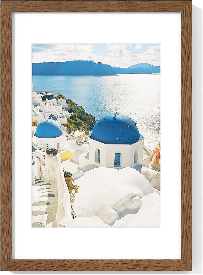 Axeman A3 Picture frame, Solid Oak Wood 11.7 x 16.5 inch Poster Frames with Mat 8.3 x 11.7 for Photo, A3 Size Frames Matted to A4 Print, 11.7x16.5 Wall Hanging Frame,Tempered Glass, Walnut