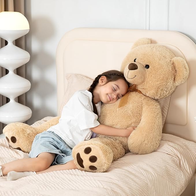 Tezituor Giant Teddy Bear Stuffed Animal 4ft - Classic Big Teddy Bear - Brown Large Stuffed Bear Plush Toys for Kid Christmas Birthday - Gift for Girlfriend