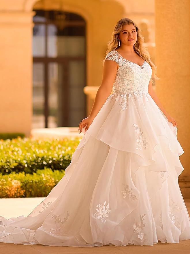 Plus Size Wedding Dresses for Bride Long Sleeve Wedding Bridal Gowns with Lace Appliques Off Shoulder Bride Dress