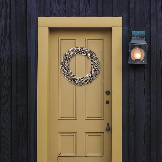 Galt International Natural Woven Weeping Willow Rattan Ring Wreath 21.7" Neutral Tone Home Decor Christmas Fall Harvest Thansgiving Wreath for Front Door