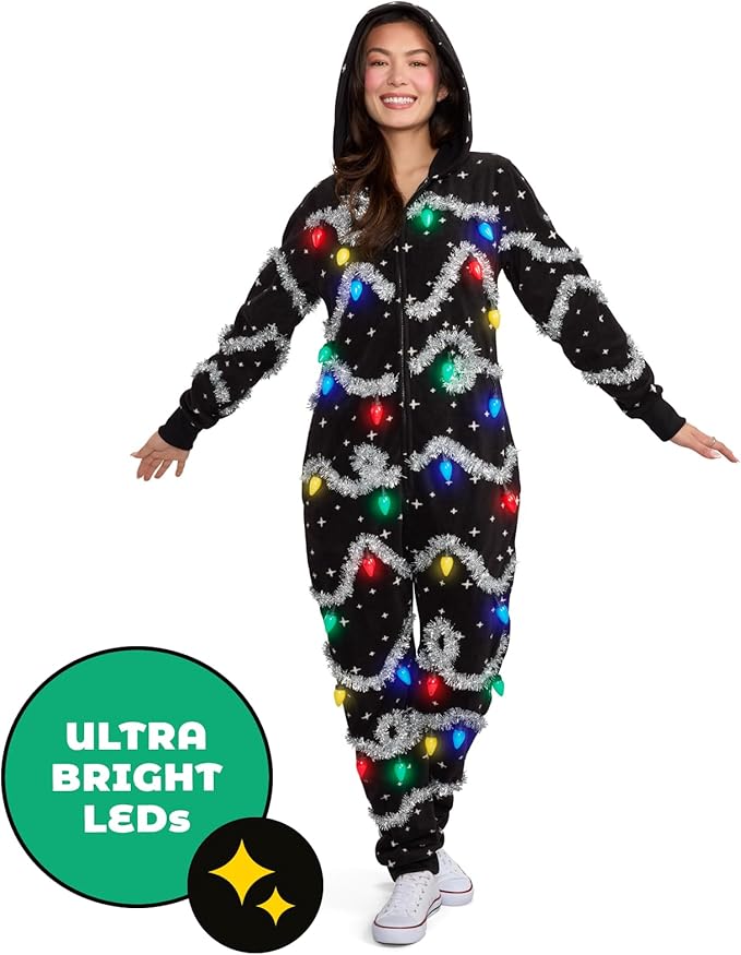 Tipsy Elves Christmas Onesies for Adults - Comfy Unisex Matching Holiday Jumpsuits with Convenient Pockets