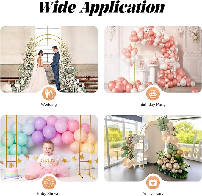 7.2FT Metal Wedding Arch with Base,Balloon Arch Backdrop Stand Garden Arbor Trellis Flower Plant Stand,Large Wedding Arch for Ceremony,Outdoor Garden Trellis for Climbing Plant