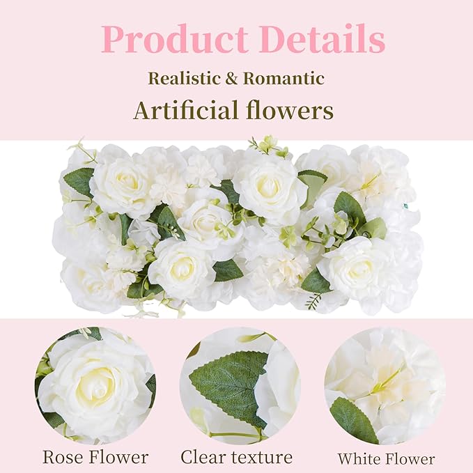 Pack of 10 Wedding Arch Decorations, 20.47 inch Artificial Flower Table Centerpieces Floral Arrangement for Wall Backdrop Party Bridal Shower Event Decor - White&Blue