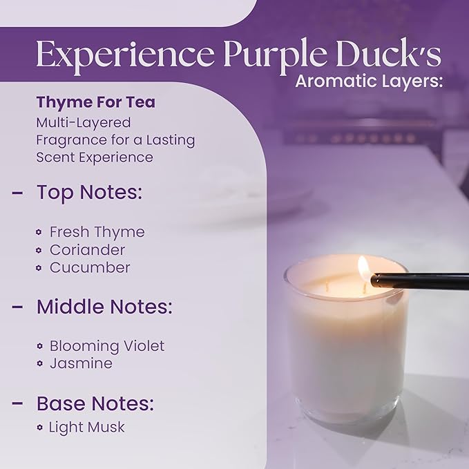 2-Wick Scented Candle, Long-Lasting Jar Candle for Home, Relaxing & Clean Burn, Coconut Wax Scented Candles, Gift Set for Women, Birthdays, Holidays – Thyme for Tea 11 Oz