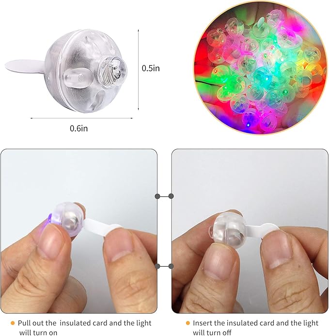 Aogist 50pcs Multicolor Balloon Lights,Long Standby Time Waterproof Twinkle Mini Light,Battery Powered,Round LED Ball Lamp for Latex Balloon Easter Eggs Wedding Christmas Halloween Party Decorative