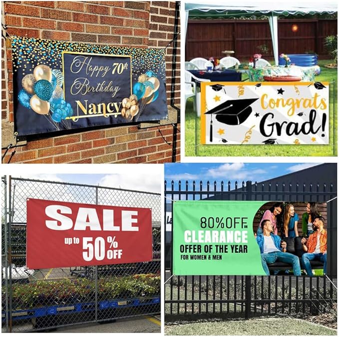 Personalized Custom Banner - Print Your Design/Image/Text/Logo-Customized Vinyl Banner for Business, Graduation, Birthday Parties,waterproof Indoor Outdoor Use - Full Color For Advertising, Tadeshow, Occasions (4x5 FT)