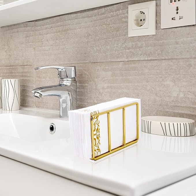 Vplus 600 Pack Paper Napkins Guest Towels Disposable Premium Quality 3-ply Dinner Napkins Disposable Soft, Absorbent, for Kitchen, Wedding, Parties, Dinners or Events(Gold)