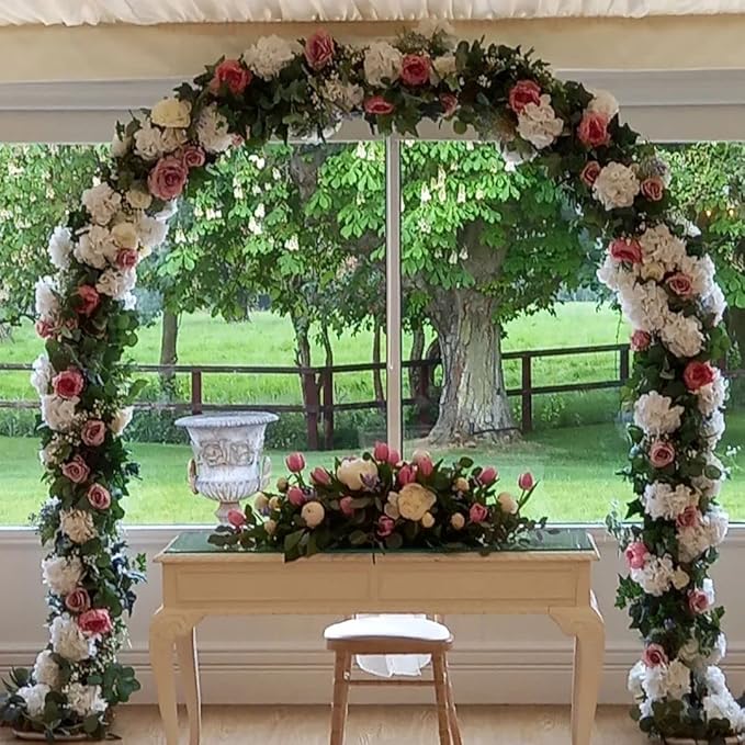 LANGXUN 7.8Ft Metal Gold Balloon Arch Kit, Semi-Circular Balloon Arch Stand with Water Bases for Wedding Bridal Baby Shower Birthday Party Supplies Decorations