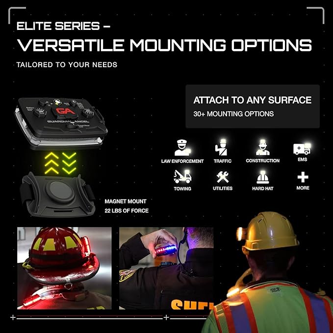 Guardian Angel Safety Light Value Bundle (2 Pack): Elite (Red/Blue/White Front, Red/Blue Rear) + Micro (White Front, R Rear) – Hands-Free LED Flashlights for Law Enforcement and Recreational Use