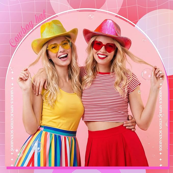 Haysandy 24 Pcs Sparkly Party Hats with Rimless Heart Sunglasses Fun Colorful Party Hats Goggles for Women Men