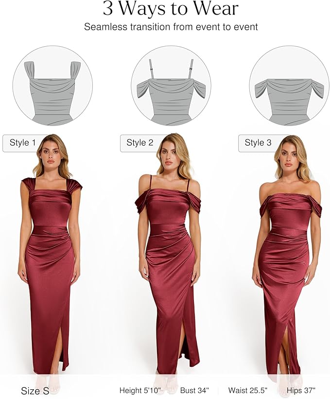Popilush Womens Shapewear Maxi Dress Multi Way Wear Off The Shoulder Bodycon Long Cocktail Formal Dresses