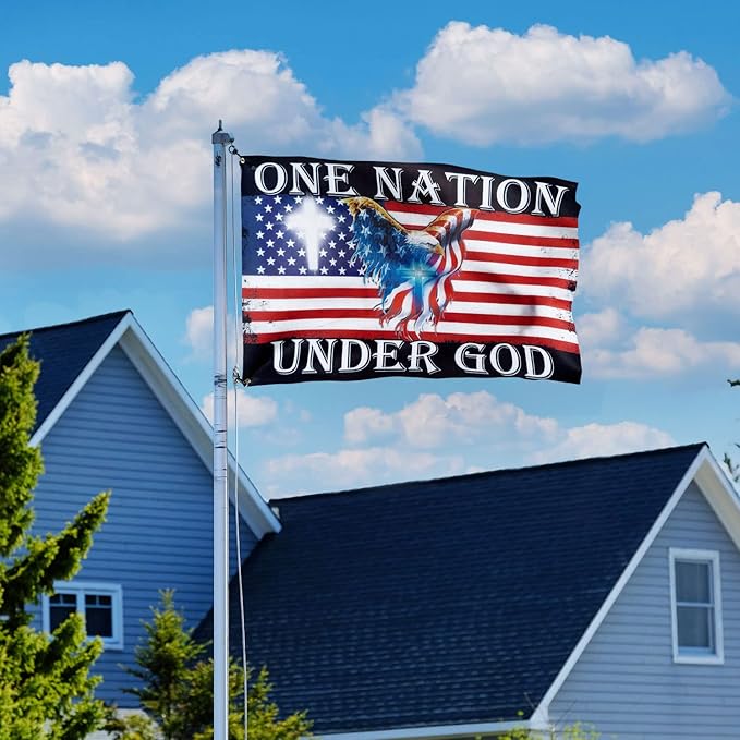 FLAGWIX 4x6 Patriot American Flags, One Nation Under God American Eagle Flag, Decorations For Home, Outside, Inside House, Patriot Decorations - Indoor, Outdoor Decor Flag with Grommetsndoor, Outdoor Decor with Grommets