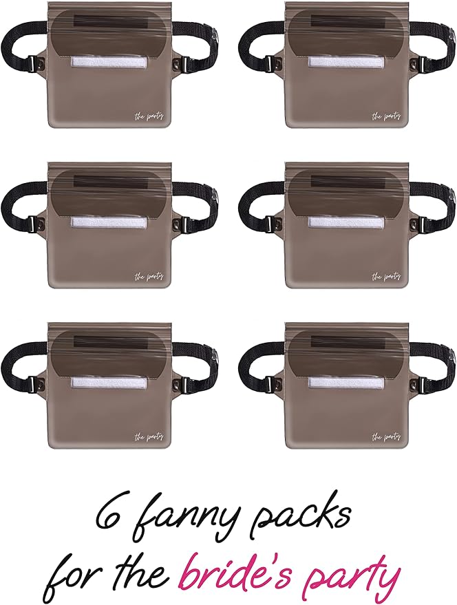 Waterproof Bachelorette Party Fanny Pack Set (7 Pack - Black) 1 “Wife of the Party” Bride Fanny Pack and 6 “The Party” Bachelorette Fanny Packs | Bachelorette Party Favors I Bachelorette Gifts