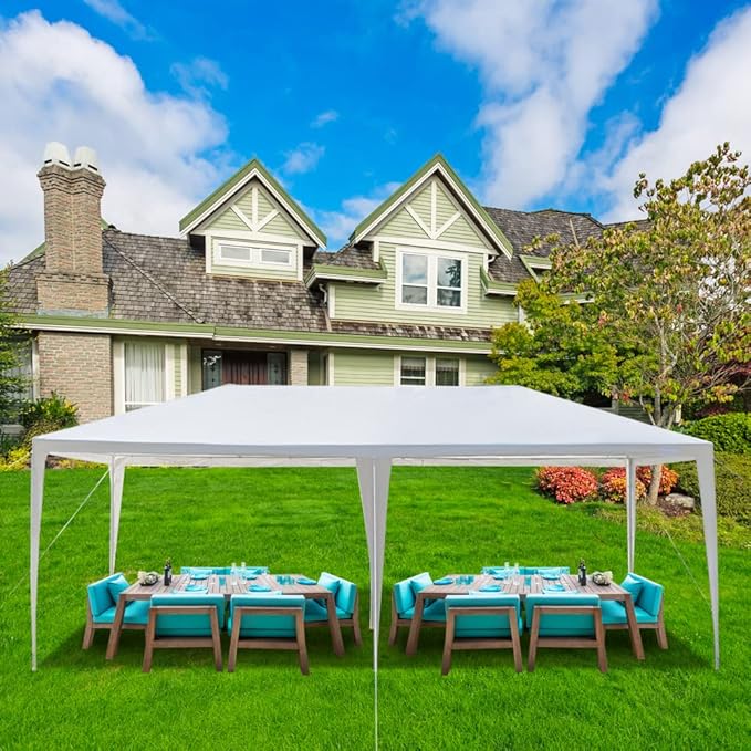 Party Tent, Tents for Parties, Outdoor Wedding Tent Birthday Tent Event Tent Patio Gazebo Carport Canopy Shade, Canopy Tent with Removable Sidewalls & Transparent Window (10'x20'/0 Sidewalls White)