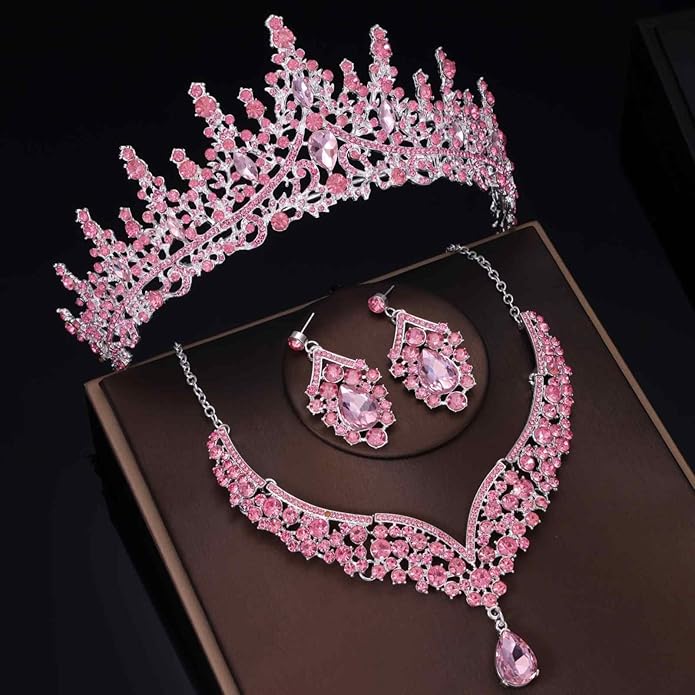Kamirola Tiaras and Crowns for Women,Tiaras Earrings Necklace, Crystal Bridal Jewelry Set, Costume Party Halloween Prom Pageant Jewelry for Women (TR28)