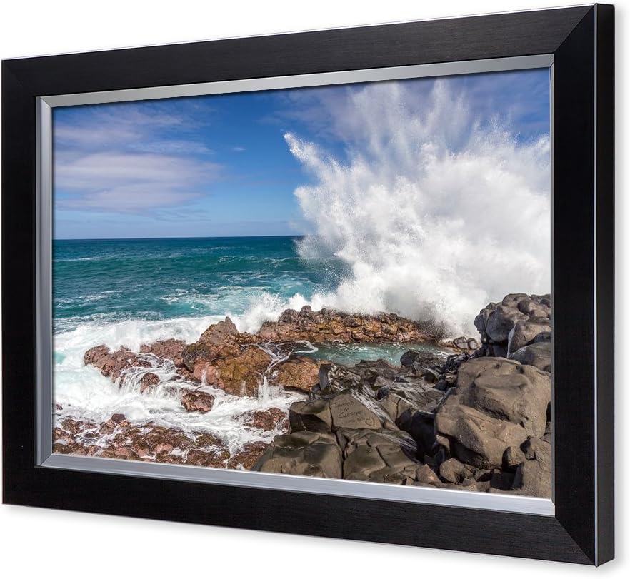 IPIC - Waves Crashing at Queen's Bath, Kauai, Hawaii. Personalized Artwork with Names and Date on, Customized Gift for Anniversary,Wedding,Birthday and Holidays. Framed size: 27x19