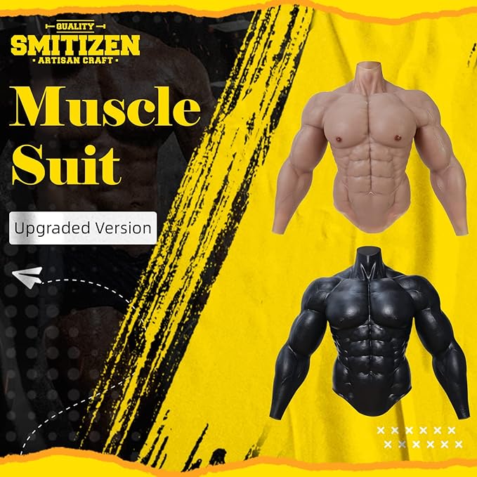 SMITIZEN Silicone Muscle Suit Upgraded Version Male Chest with Arms Realistic Fake Muscle Costume Cosplay Halloween Carnival