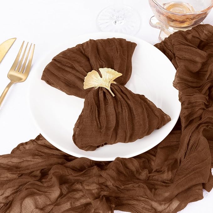 100 Pack Brown Cheesecloth Napkins Tan Spring Cloth Napkins Set of 100 Marron Dinner Napkins Bulk 21x21 Inches for Wedding Bridal Shower Baby Shower Valentine's Day