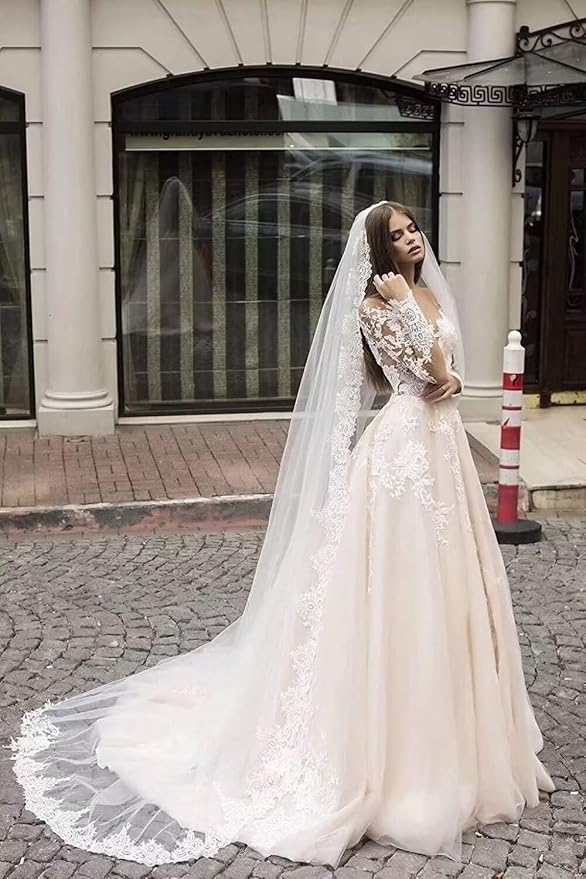 Boho Lace Wedding Dresses for Bride 2026 Tulle Long Sleeve Wedding Dress Ball Gowns Satin Mermaid Bridal Gown