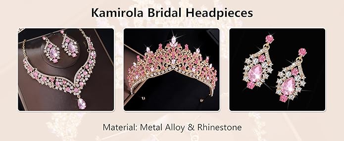 Kamirola Tiaras and Crowns for Women,Tiaras Earrings Necklace, Crystal Bridal Jewelry Set, Costume Party Halloween Prom Pageant Jewelry for Women TR80