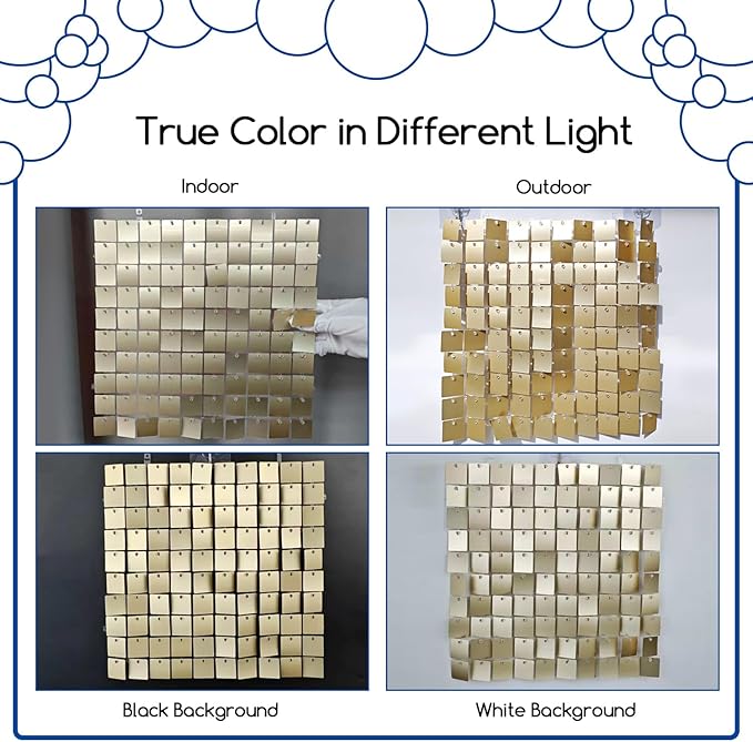 COKAOBE Champagne Gold Shimmer Wall Backdrop 24PCS Gold Sequins Backdrop Decoration Panels, Photo Backdrops for Birthday, Anniversary Wedding Engagement Decoration (Champagne Gold)