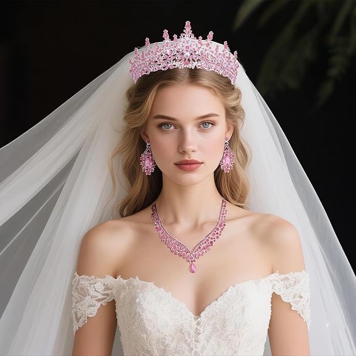 Kamirola Tiaras and Crowns for Women,Tiaras Earrings Necklace, Crystal Bridal Jewelry Set, Costume Party Halloween Prom Pageant Jewelry for Women (TR28)
