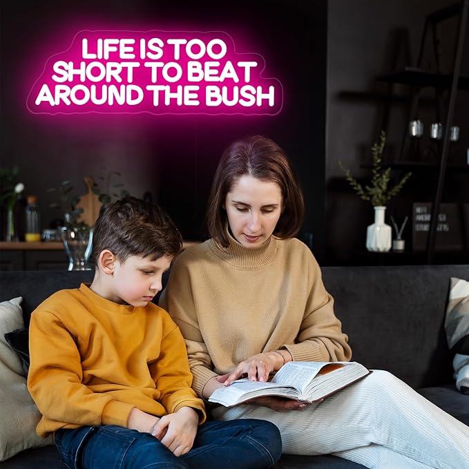Life is Too Short to Beat Around the Bush Neon Sign, Wax Specialist LED Light, Esthetics Salon Suite Decor, Waxing Studio Sign,Clinic Wall Decoration, 17.7"x5.9", Pink