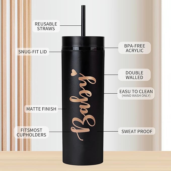 10 Pack Bride to Be Skinny Tumbler | 16 oz Bride & Baby Tumblers | Bachelorette Party Cups | Engagement Wedding Gifts Bridesmaids Mugs Bachelorette Party Supplies & Games(Black)