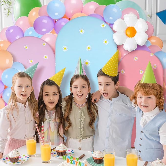 34 Pieces Pastel Balloon Arch Backdrop Cover Kit 4ft 5ft 6ft Dog Theme Blue Spandex Arch Backdrop Cover with Daisy for Spring Boho Wedding Birthday Party