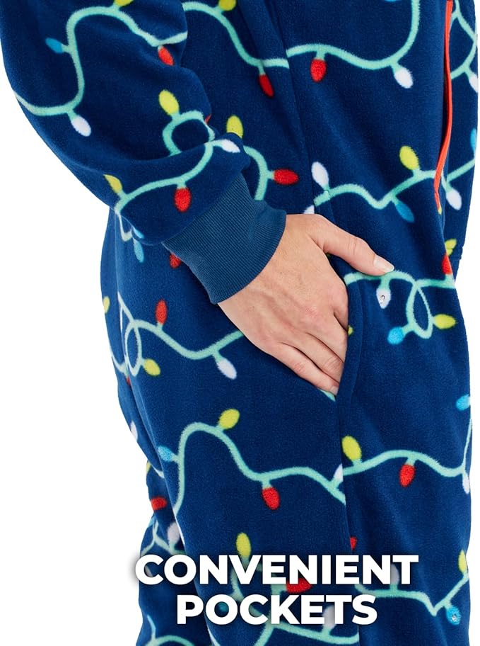 Tipsy Elves Christmas Onesies for Adults - Comfy Unisex Matching Holiday Jumpsuits with Convenient Pockets